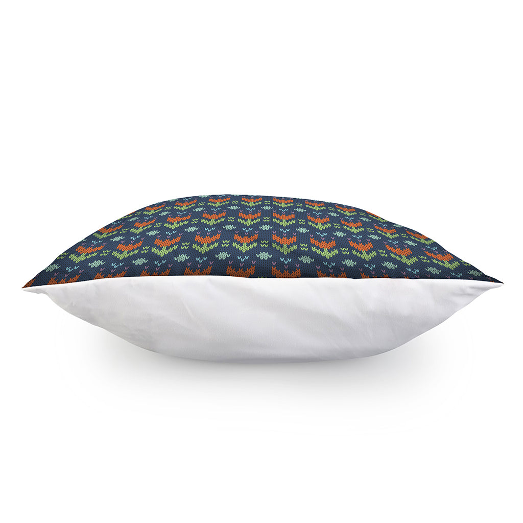 Flower Knitted Pattern Print Pillow Cover