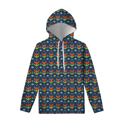 Flower Knitted Pattern Print Pullover Hoodie