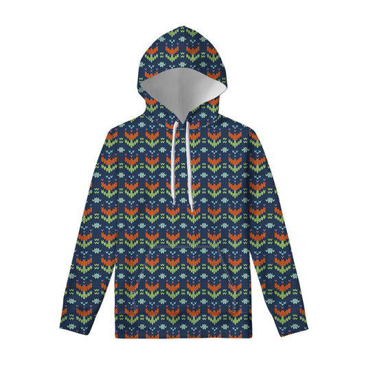 Flower Knitted Pattern Print Pullover Hoodie