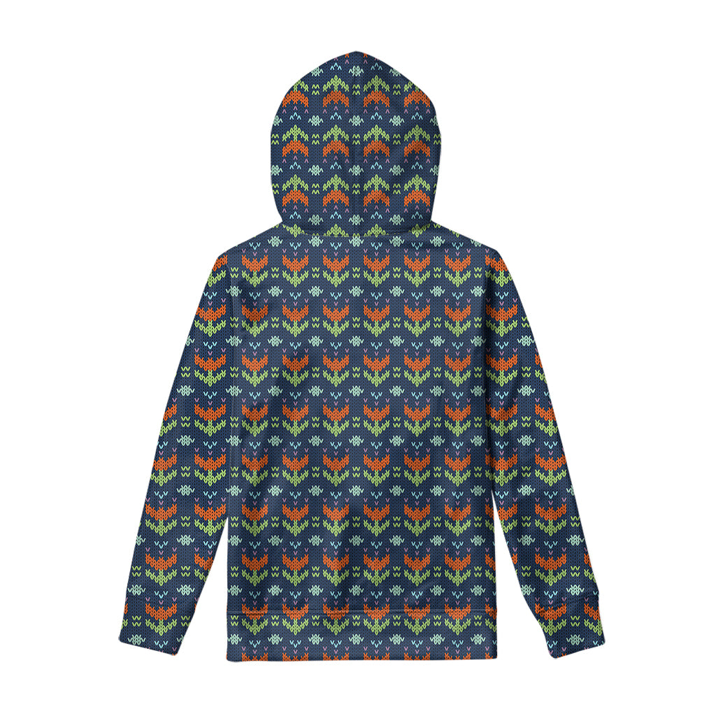 Flower Knitted Pattern Print Pullover Hoodie