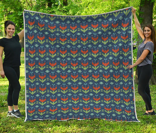 Flower Knitted Pattern Print Quilt