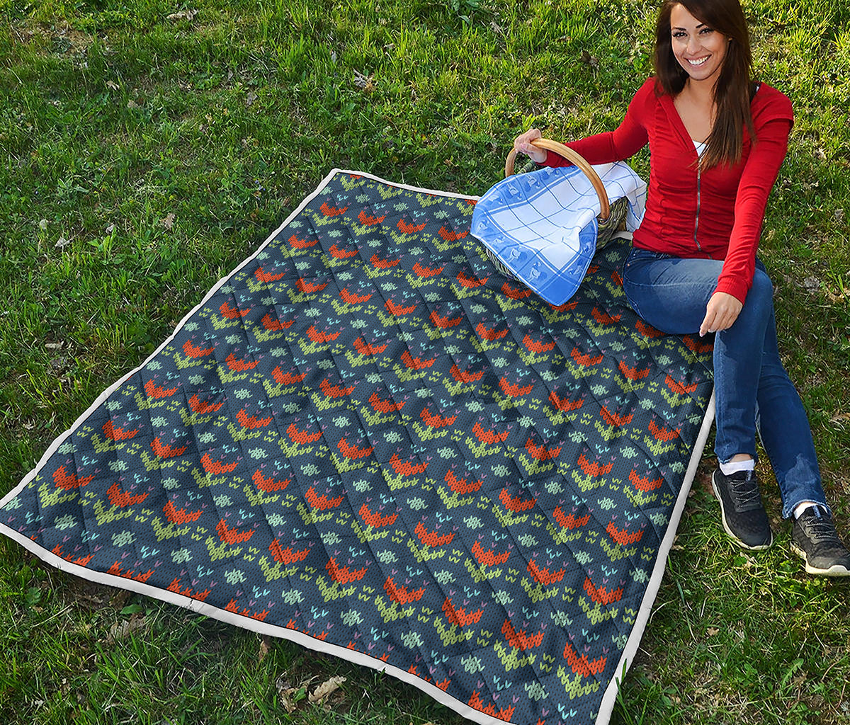 Flower Knitted Pattern Print Quilt