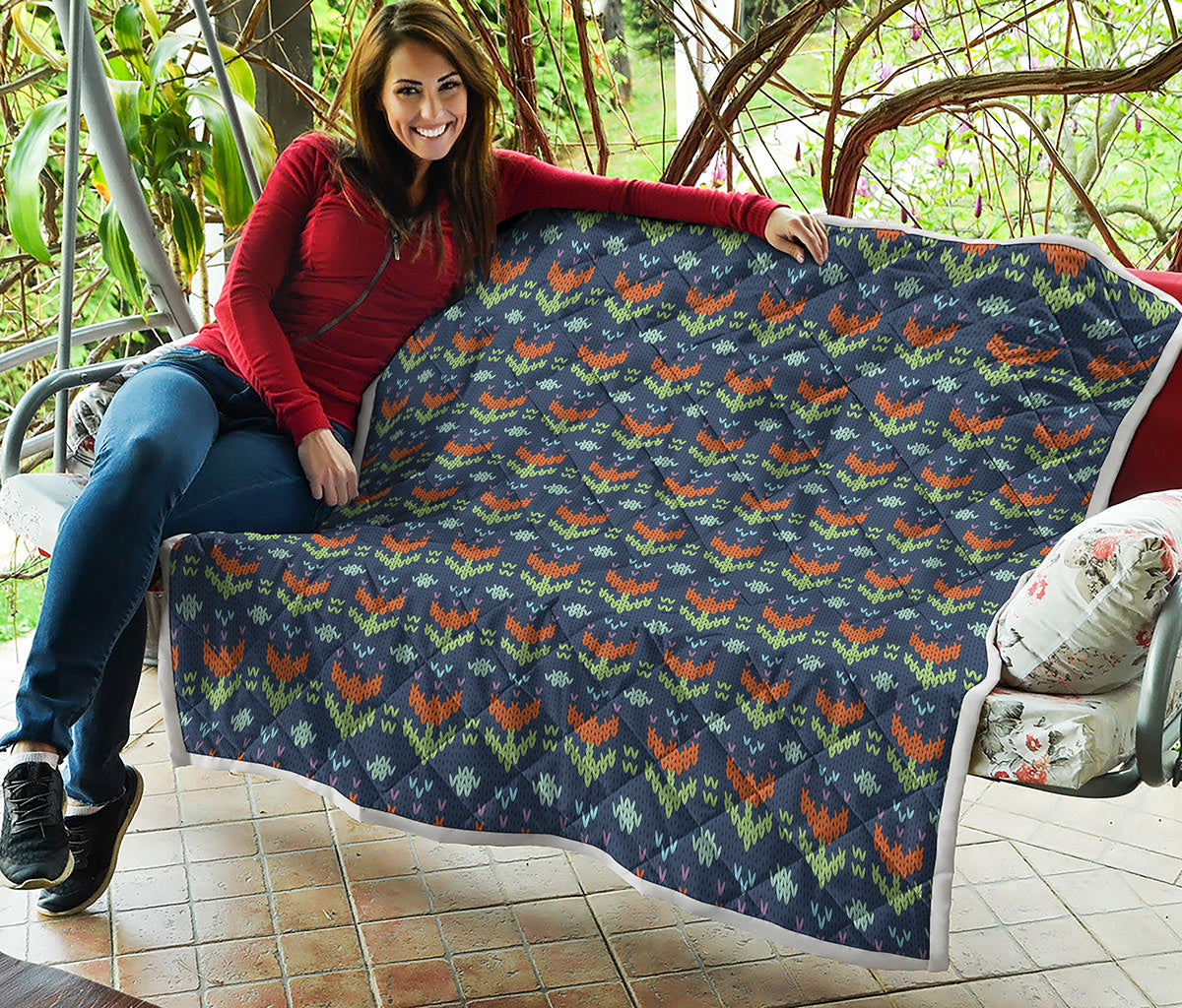 Flower Knitted Pattern Print Quilt