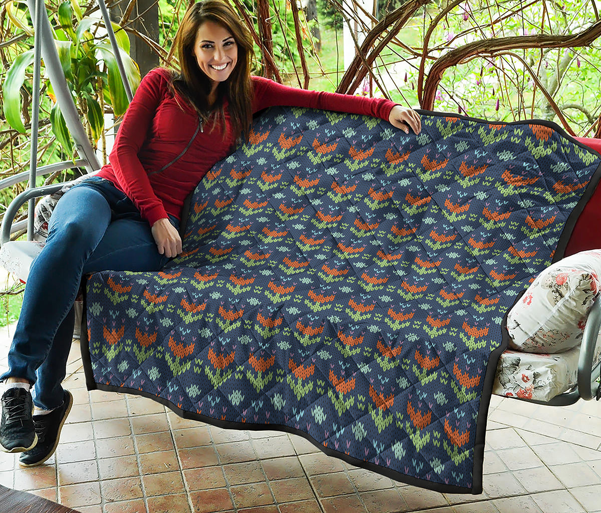 Flower Knitted Pattern Print Quilt