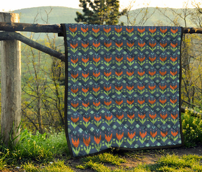 Flower Knitted Pattern Print Quilt