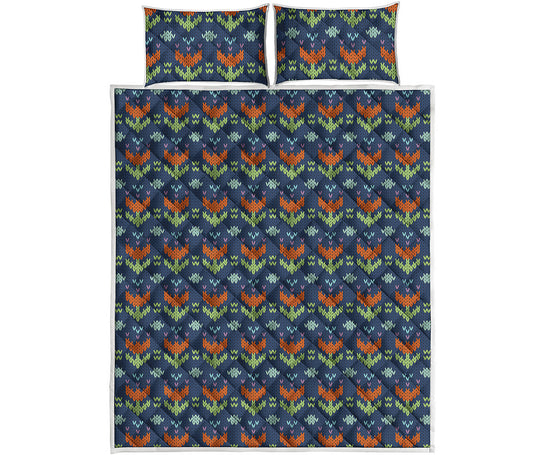 Flower Knitted Pattern Print Quilt Bed Set