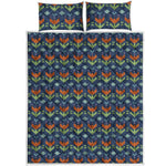 Flower Knitted Pattern Print Quilt Bed Set
