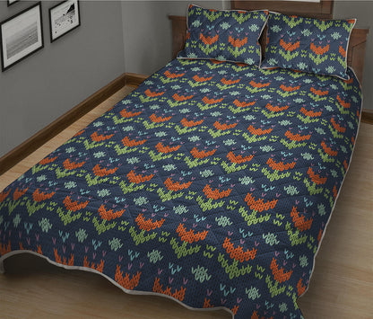 Flower Knitted Pattern Print Quilt Bed Set
