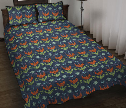 Flower Knitted Pattern Print Quilt Bed Set