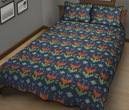 Flower Knitted Pattern Print Quilt Bed Set