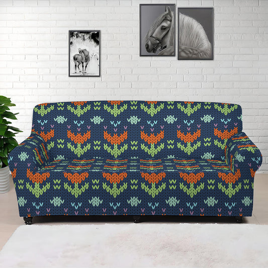 Flower Knitted Pattern Print Sofa Cover