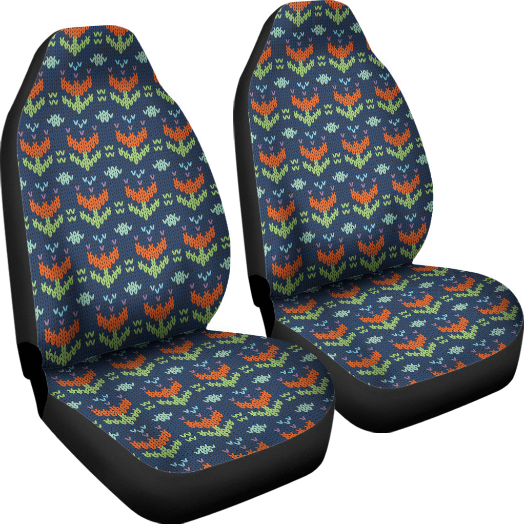 Flower Knitted Pattern Print Universal Fit Car Seat Covers