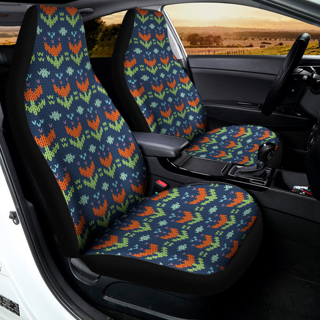 Flower Knitted Pattern Print Universal Fit Car Seat Covers