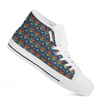 Flower Knitted Pattern Print White High Top Shoes