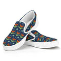 Flower Knitted Pattern Print White Slip On Sneakers