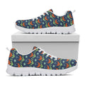 Flower Knitted Pattern Print White Running Shoes