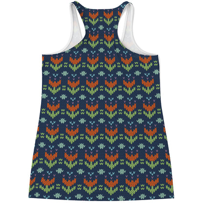 Flower Knitted Pattern Print Women's Racerback Tank Top