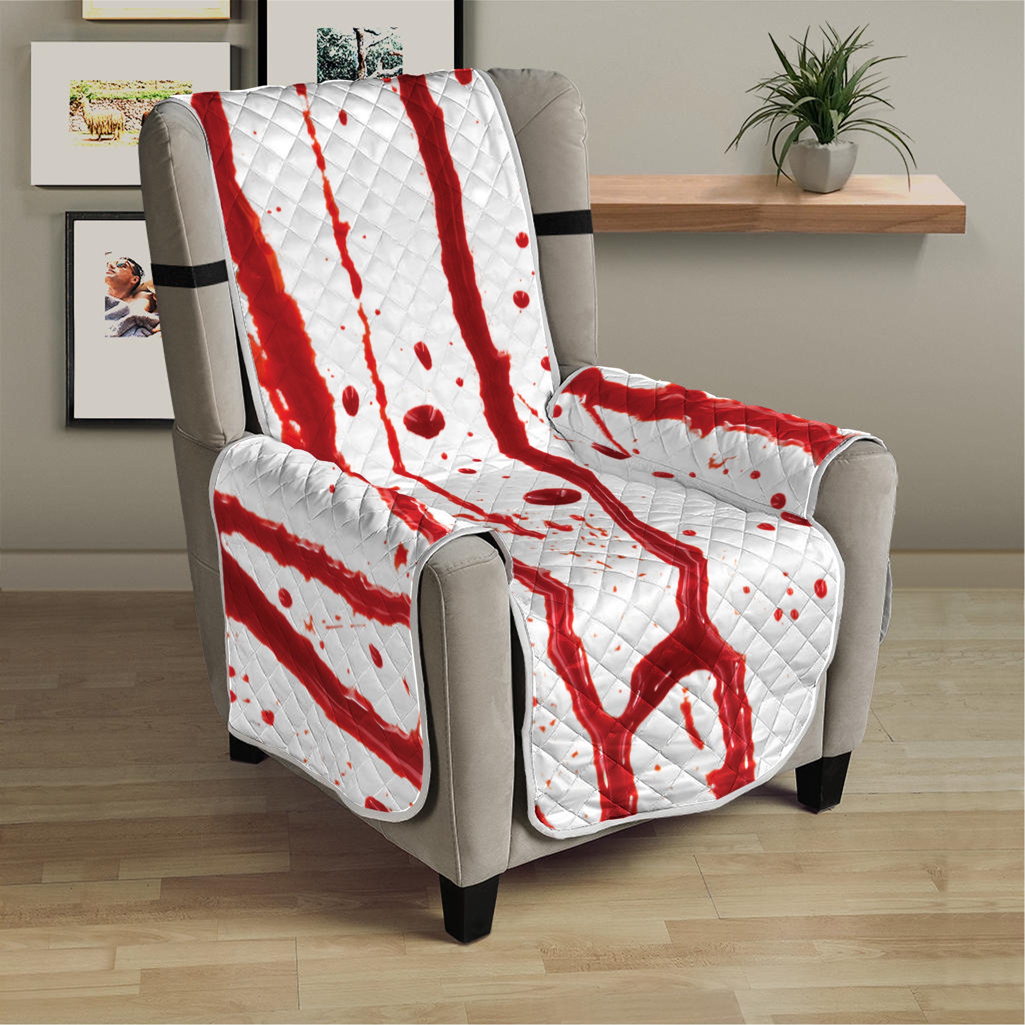 Flowing Red Blood Print Armchair Protector