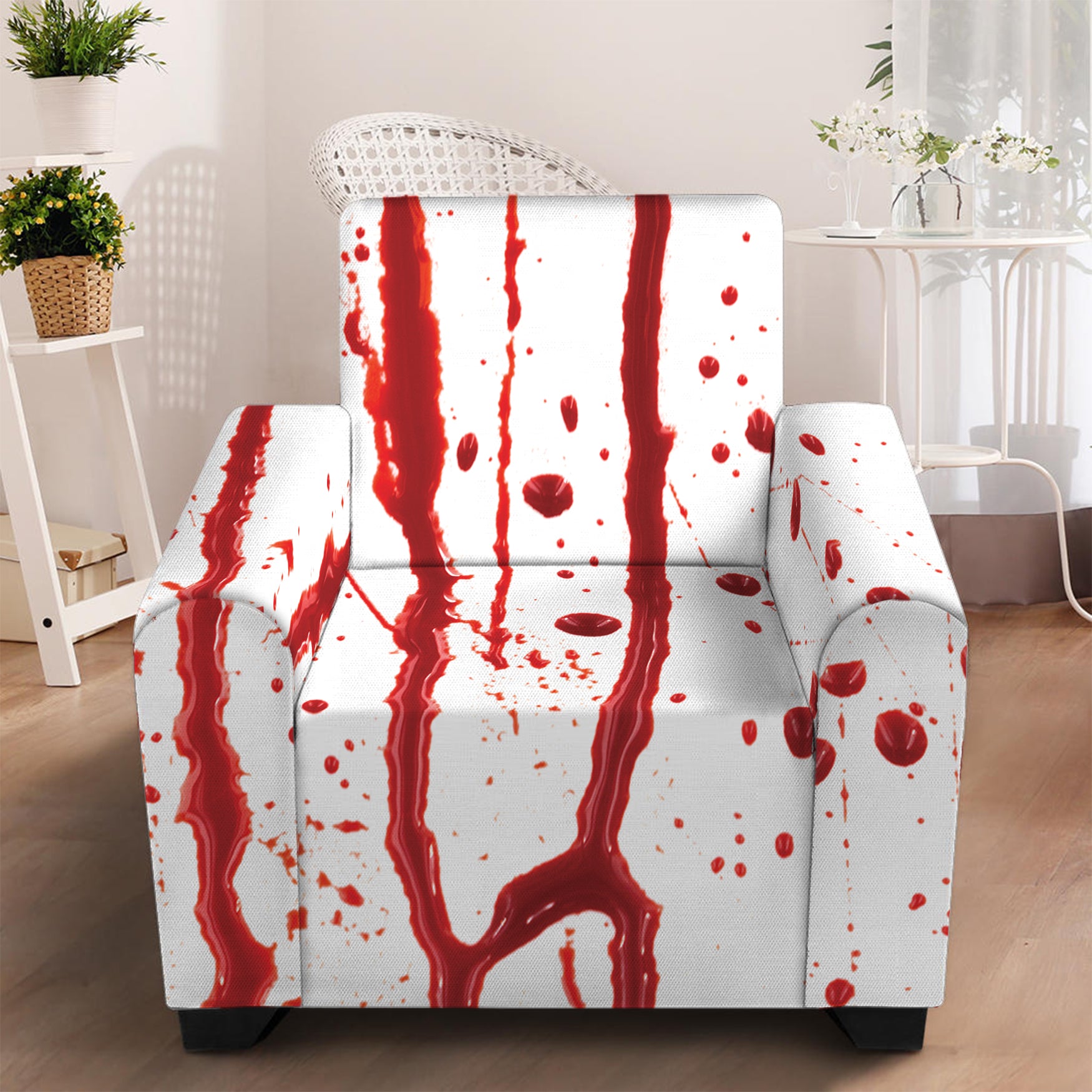 Flowing Red Blood Print Armchair Slipcover