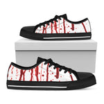 Flowing Red Blood Print Black Low Top Shoes