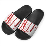 Flowing Red Blood Print Black Slide Sandals