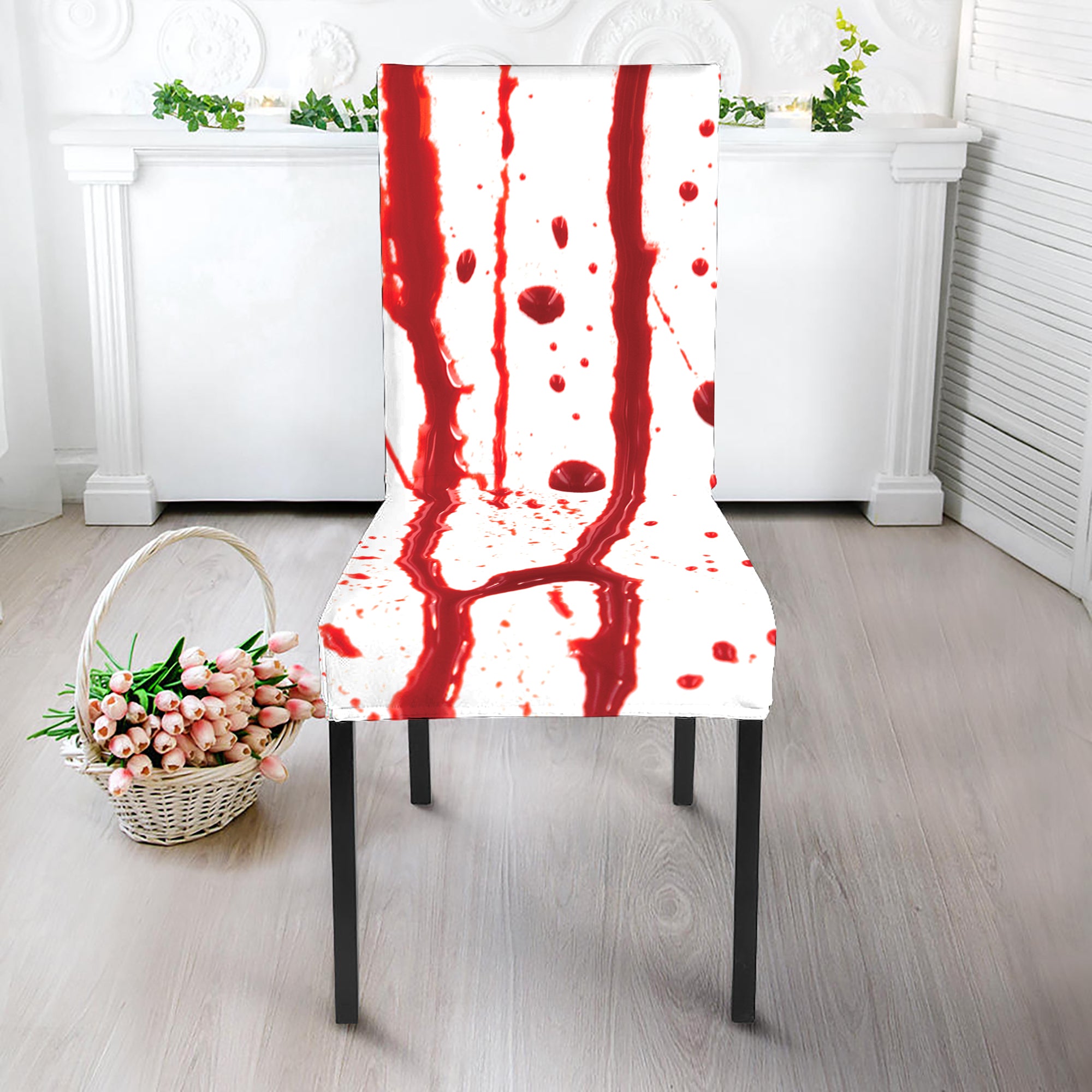 Flowing Red Blood Print Dining Chair Slipcover