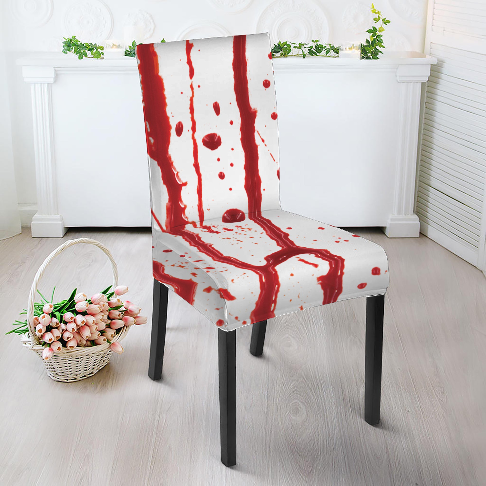 Flowing Red Blood Print Dining Chair Slipcover