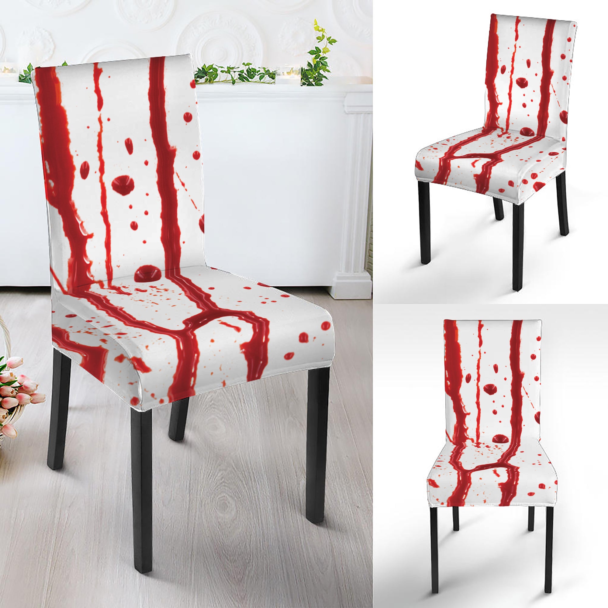 Flowing Red Blood Print Dining Chair Slipcover