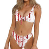 Flowing Red Blood Print Front Bow Tie Bikini