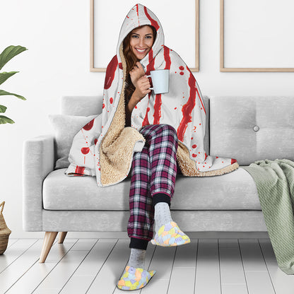 Flowing Red Blood Print Hooded Blanket