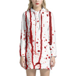 Flowing Red Blood Print Hoodie Dress