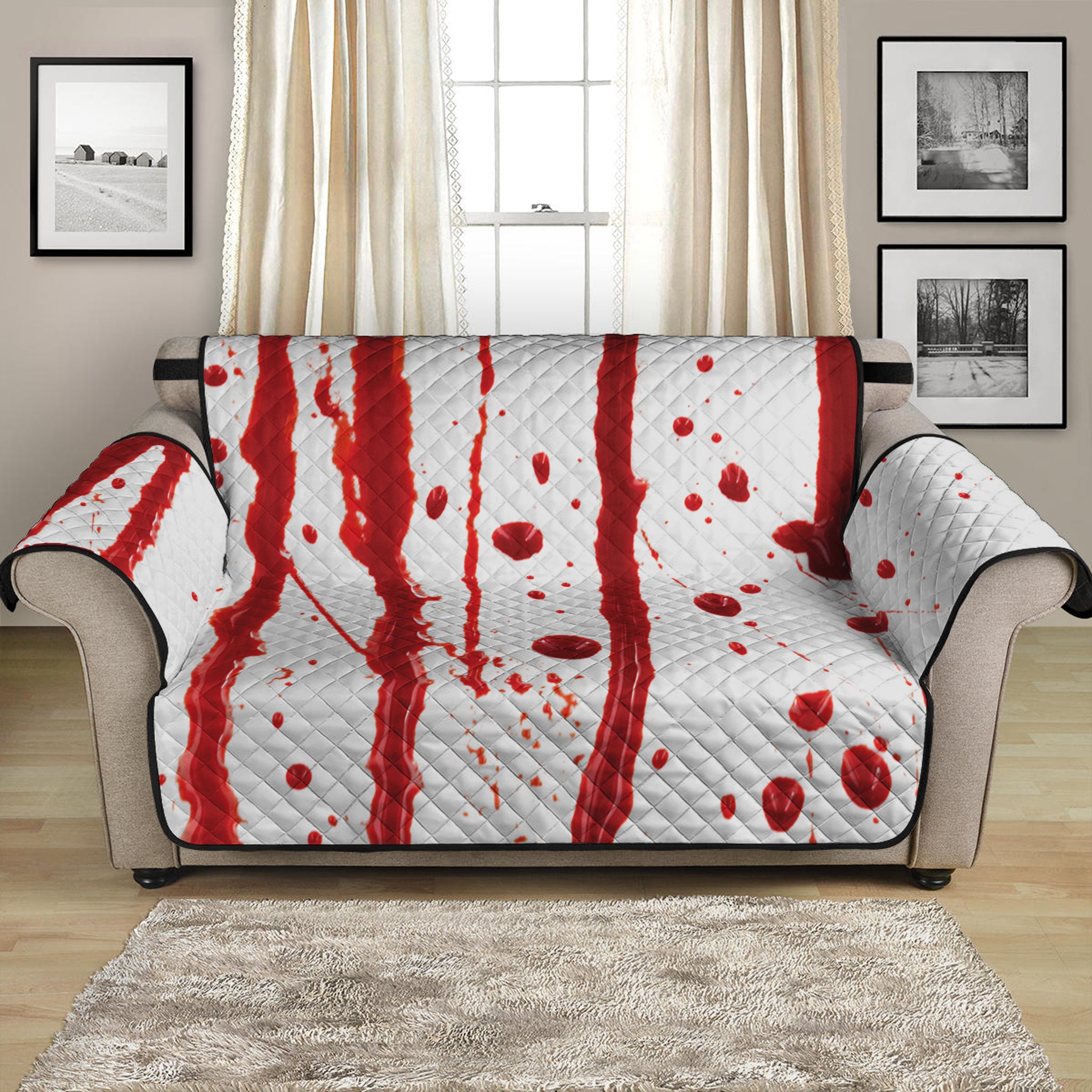 Flowing Red Blood Print Loveseat Protector