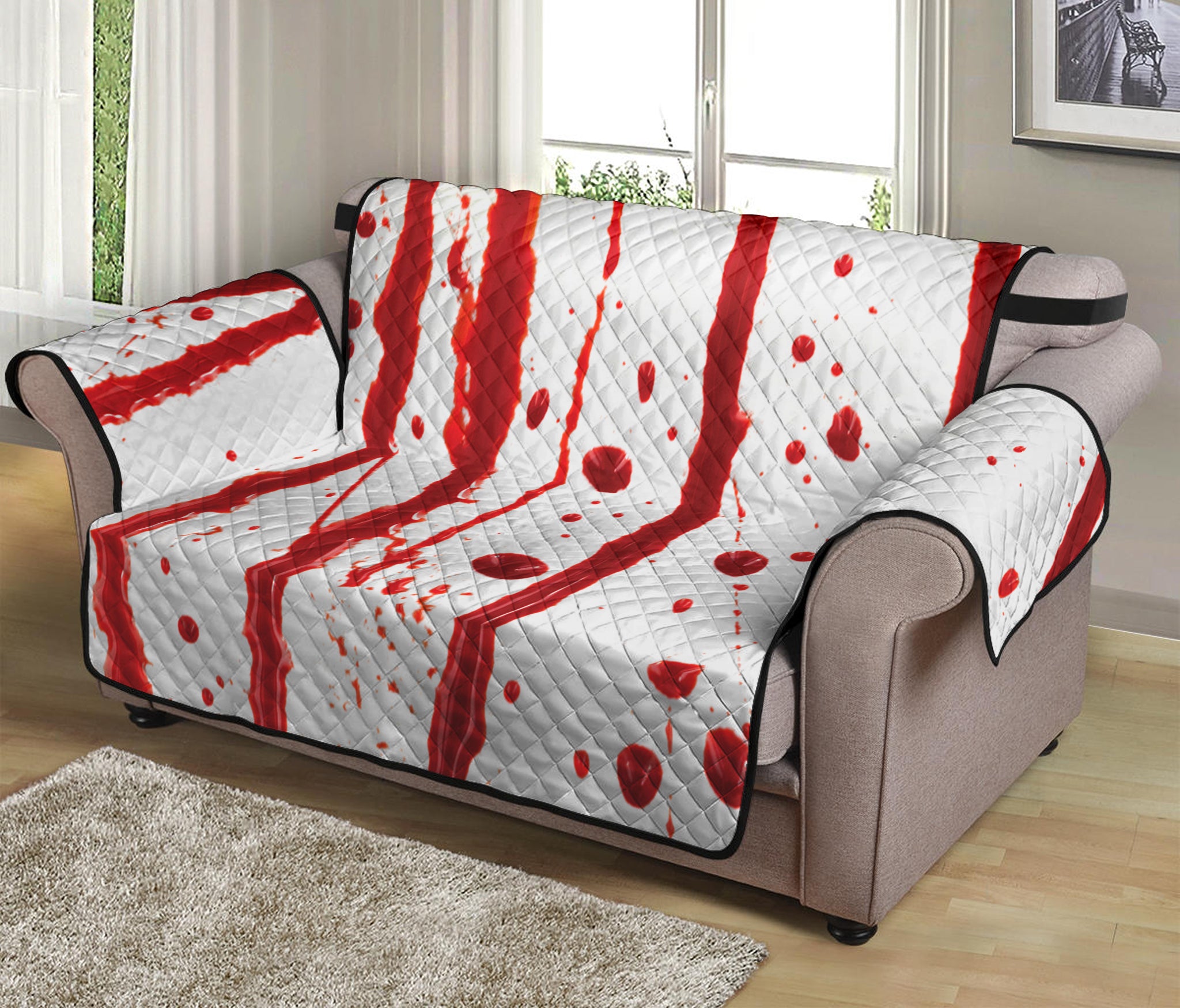 Flowing Red Blood Print Loveseat Protector