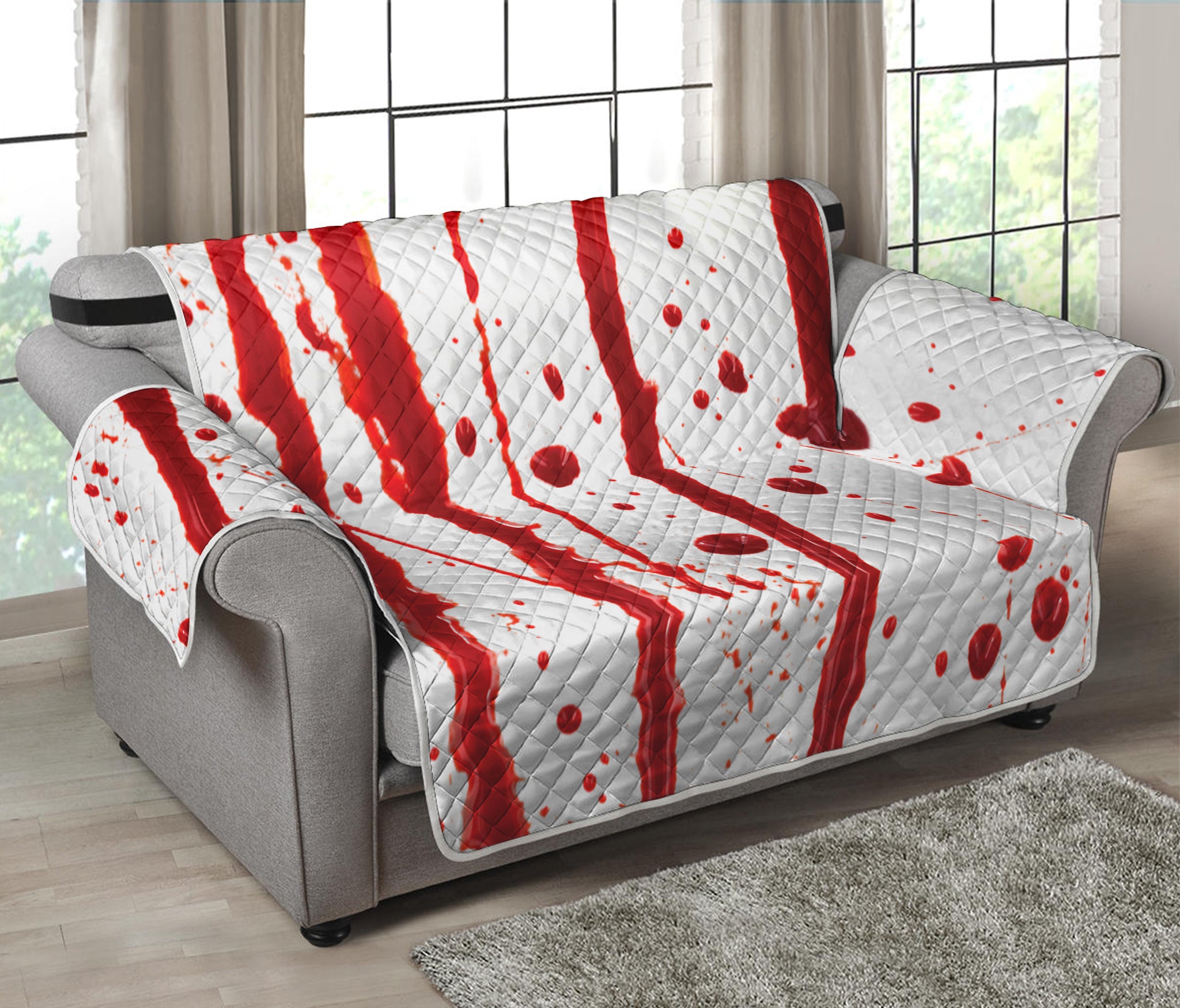 Flowing Red Blood Print Loveseat Protector