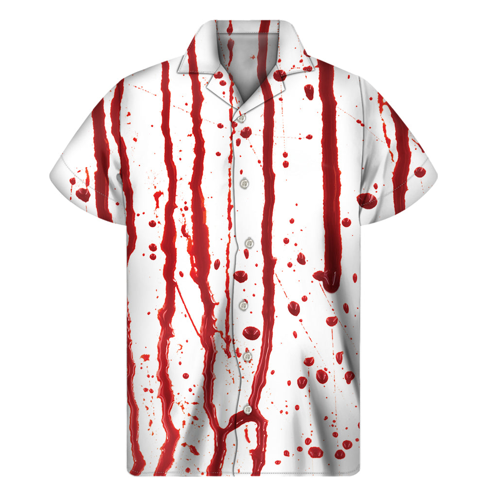 Flowing Red Blood Print Men's Short Sleeve Shirt