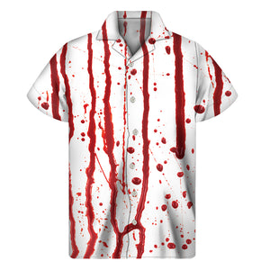 Flowing Red Blood Print Men's Short Sleeve Shirt