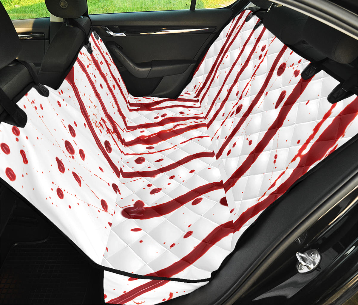 Flowing Red Blood Print Pet Car Back Seat Cover