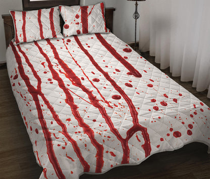 Flowing Red Blood Print Quilt Bed Set