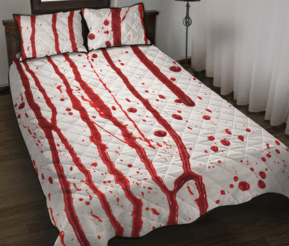 Flowing Red Blood Print Quilt Bed Set