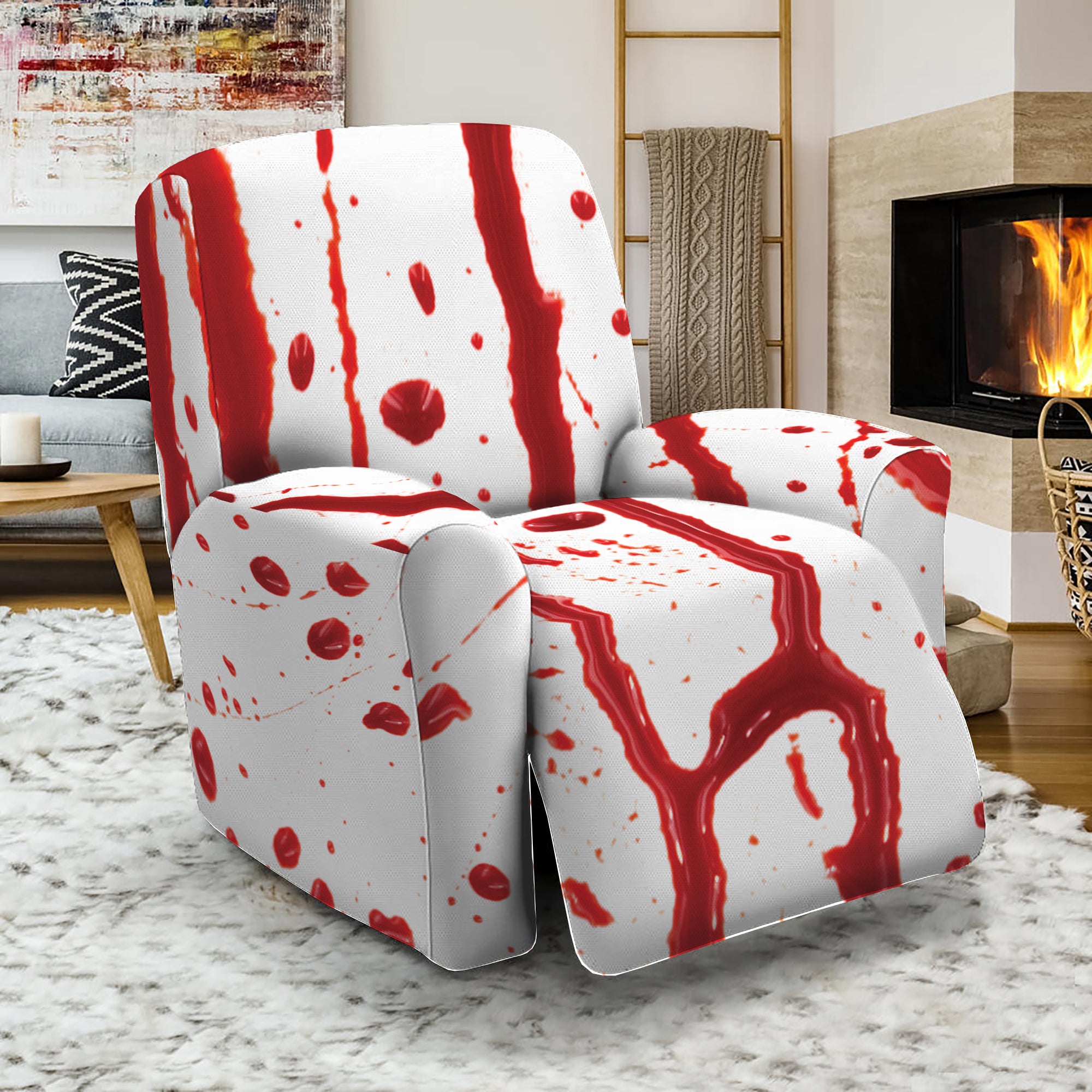 Flowing Red Blood Print Recliner Slipcover