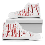 Flowing Red Blood Print White High Top Shoes