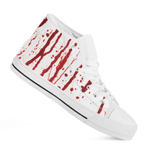 Flowing Red Blood Print White High Top Shoes