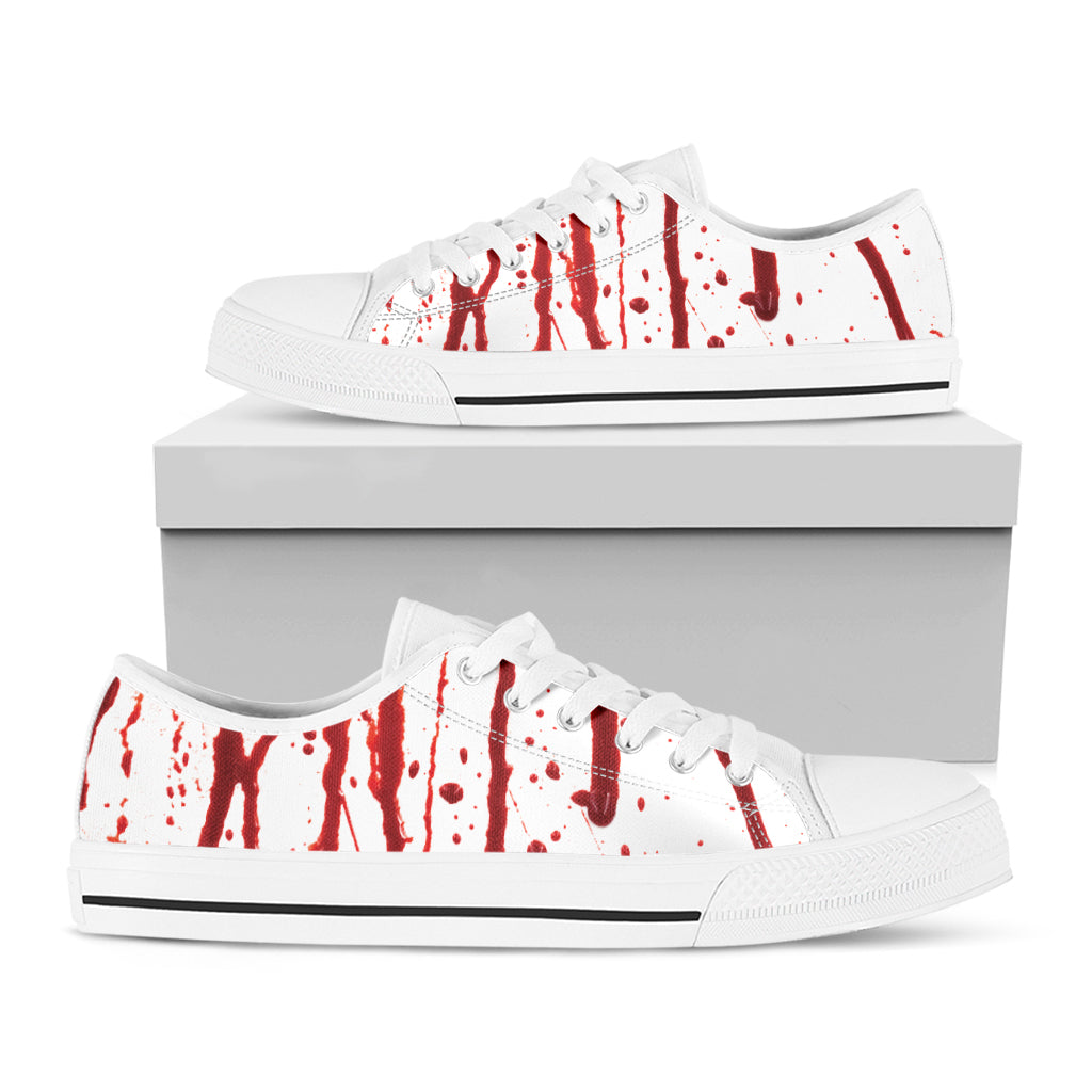 Flowing Red Blood Print White Low Top Shoes