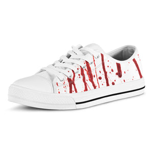 Flowing Red Blood Print White Low Top Shoes