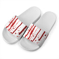 Flowing Red Blood Print White Slide Sandals