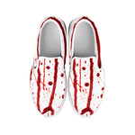 Flowing Red Blood Print White Slip On Shoes