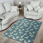 Flying Crane Bird Pattern Print Area Rug