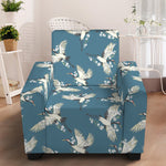 Flying Crane Bird Pattern Print Armchair Slipcover