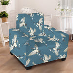 Flying Crane Bird Pattern Print Armchair Slipcover