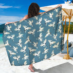 Flying Crane Bird Pattern Print Beach Sarong Wrap